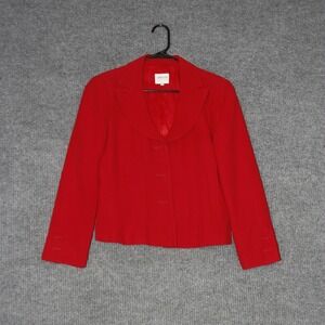 Armani Collezioni Womens Size 8 Red Blazer Jacket Made in Italy 100% Silk